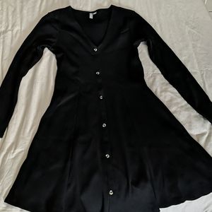ASOS Long Sleeve Ribbed Buttoned Dress